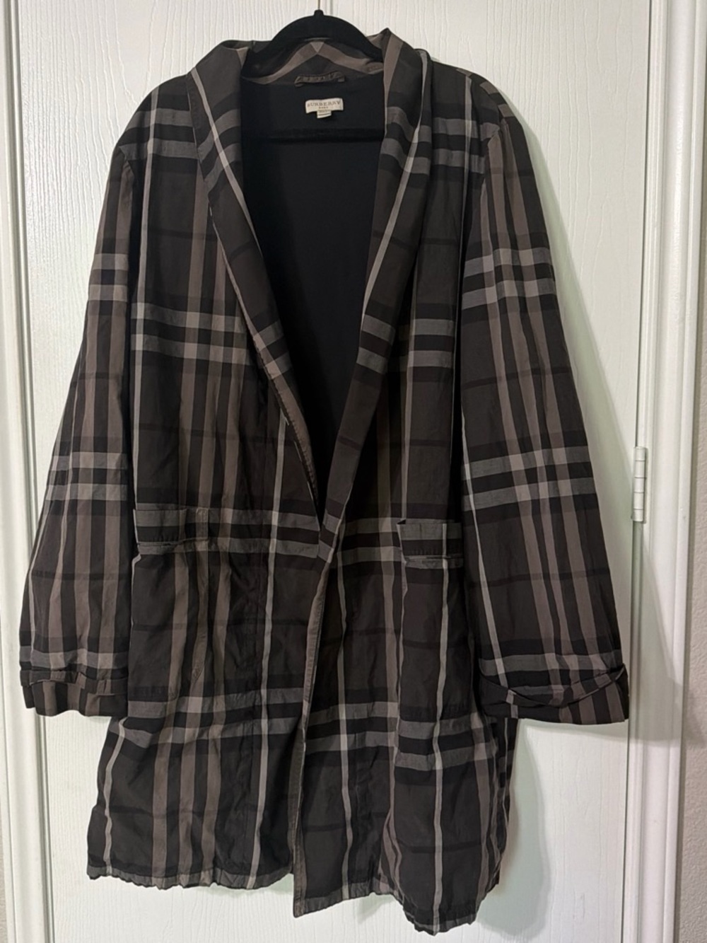 Burberry Men's Plaid Trench Coat - Black & Brown